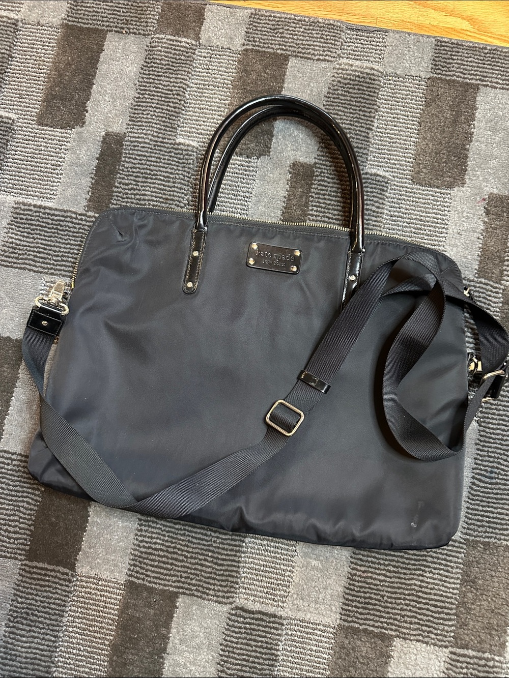 Black Nylon Laptop Briefcase with Shoulder Strap